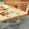 Outsunny pintas krepšys iš medžio vytelių pikniko lagaminas 4 asmenims su pikniko antklode, stalo įrankių rinkiniu, butelių atidarytuvu, pikniko staliuku, pilnu pikniko rinkiniu kempingui, paplūdimiui, Kalėdoms, šviesiai ruda