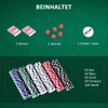 HOMCOM pokerio lagaminas, pokerio rinkinys, 500 žetonų, 2 kortų kaladės, 5 kauliukai, aliumininis lagaminas, pokerio rinkinys, žetonai, lagaminas, aliuminis + polistirenas, 55,5x22x6,5 cm