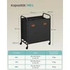 Songmics Skalbinių dėžė su ratukais, 140 L, 2 skyriai, juoda