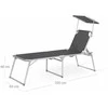 Songmics Gartenliege mit Sonnendach Grau