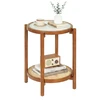 Promotions Apvalus šoninis staliukas 2 aukštų 47x47x58,5 cm natūralus/riešutas