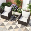 Promotions Balkono baldų komplektas 3 dalių 64x62x76 cm Rudas Smėlinis Rotangas Lauko