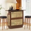 Promotions Baro stalas, 4 lygių rataninis baro stalas, 120x55x110 cm, rudas, su laikymo vieta