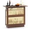 Promotions Baro stalas, 4 lygių rataninis baro stalas, 120x55x110 cm, rudas, su laikymo vieta