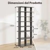 Promotions Batų lentyna, 7 pakopų vertikali, masyvi mediena, pilka