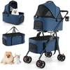 Promotions Dviejų vietų sulankstomas 3-in-1 augintinio vežimėlis su 2 nuimamais krepšiais 83x46x115 cm mėlynas