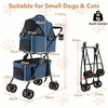 Promotions Dviejų vietų sulankstomas 3-in-1 augintinio vežimėlis su 2 nuimamais krepšiais 83x46x115 cm mėlynas