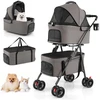 Promotions Dviejų vietų sulankstomas 3-in-1 augintinio vežimėlis su 2 nuimamais krepšiais 83x46x115 cm pilkas