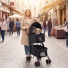 Promotions Dviejų vietų sulankstomas 3-in-1 augintinio vežimėlis su 2 nuimamais krepšiais 83x46x115 cm juodas