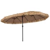 Promotions Dvipusis šiaudinis terasos skėtis 15x9x8,3 pėdų rudos/juodos spalvos