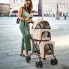 Promotions Dvivietis gyvūnų vežimėlis 3-in-1 su 2 nuimamais krepšiais, smėlio spalvos