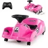 Promotions Elektrinis lenktyninis kartingas, 12V lenktyninė mašina su nuimamu mopso vežimėliu, rožinė, 12V