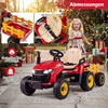 Promotions Elektrinis važiuojamas traktorius su priekaba 139x59x56 cm Raudonas Plastikas ir Metalas