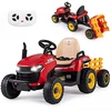 Promotions Elektrinis važiuojamas traktorius su priekaba 139x59x56 cm Raudonas Plastikas ir Metalas