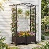 Promotions Gėlių dėžė su grotelėmis ir stogeliu, 104x40x147 cm, ruda, metalas ir ratanas