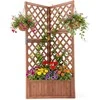 Promotions Gėlių dėžė su grotelių atrama, 55x55x140 cm, ruda, mediena
