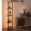 Promotions Grindinis šviestuvas su lentynomis, 4 besisukančios LED juostos, medžio apdaila
