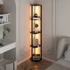 Promotions Grindinis šviestuvas su lentynomis, 4 besisukančios LED juostos, medžio apdaila