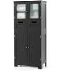 Promotions Grindų spintelė su 4 durimis ir 2 stalčiais 60x30x128 cm juoda
