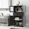 Promotions Grindų spintelė su 4 durimis ir 2 stalčiais 60x30x128 cm juoda