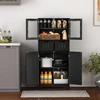 Promotions Grindų spintelė su 4 durimis ir 2 stalčiais 60x30x128 cm juoda