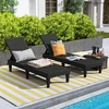 Promotions Gultas su komplektu 150x57x88 cm Juodas rotangas Reguliuojamas lauko baldai