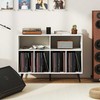 Promotions Vinilo plokštelių stovas, 5 kojų patefono stovas su lentynomis daiktams laikyti, baltas