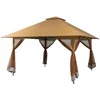 Promotions Iškylantis pavėsinė su užtrauktuku užsegamais tinklelio šoniniais sienelėmis 400x400x245-305 cm auksinė