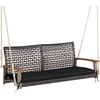 Promotions Kabanti pintos rotango veranda supamoji kėdė dviem 131x69x55 cm mišrios rudos spalvos, smėlio baltos/juodos/raudonos pagalvėlės
