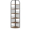 Promotions Kampinė lentyna 6 lygių laisvai stovinti knygų lentyna 42x42x181,5 cm ruda metalinė