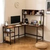 Promotions Kampinis rašomasis stalas, L formos stalas su antstalu ir laikymo lentynomis, rudas