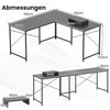 Promotions Kampinis rašomasis stalas, L formos reversinis stalas su įkrovimo stotele, 150x150x75 cm, pilkas, metalas