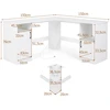 Promotions Kampinis stalas L formos kompiuterio stalas 150x150x76 cm baltas su saugojimo vieta
