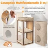 Promotions Katės namelis 3 aukštų katės kondomas su draskymo stovu 38x38x77,5 cm smėlio spalvos