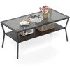 Promotions Kavos staliukas 106.5x50.5x46.5 cm Pilka Juoda Stiklas Metalas