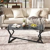Promotions Kavos staliukas 110x55x44,5 cm Pilka Juoda Grūdintas stiklas Metalas