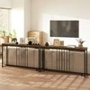 Promotions Konsolinis stalas, 140x30.5x81.3 cm, rudas, MDF ir metalas