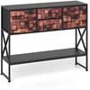 Promotions Konsolinis stalas 98.5x29x79.5 cm Rudos spalvos audinio stalčiai ir metalinis rėmas