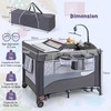Promotions Kūdikio kelioninė lovytė, 5 in 1 transformuojama kūdikio lovytė su čiužiniu ir vystymo stalu, 110x76x82.5 cm, pilka