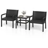 Promotions Lauko baldų komplektas, 2 rotango foteliai ir kvadratinis šoninis staliukas, 63x58x77 cm, 50x50x52 cm, juodos spalvos