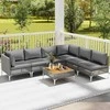 Promotions Lauko Baldų Komplektas, 7 dalių Kampinė sofa su pagalvėlėmis ir kavos staliuku, Pilka, Akacijos mediena