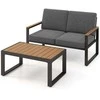 Promotions Lauko baldų komplektas, aliuminio dviaukštė sofa ir kavos staliukas, 124x74x86 cm ir 89x54x42 cm, pilka