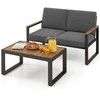 Promotions Lauko baldų komplektas, aliuminio dviaukštė sofa ir kavos staliukas, 124x74x86 cm ir 89x54x42 cm, pilka