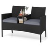 Promotions Sodo dvivietė sofa su integruotu staliuku, 126x62x84 cm, pilka
