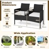 Lauko baldų komplektas Promotions Sodo dvivietė su integruotu staliuku, 126x62x84 cm, juoda, pilka