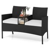 Lauko baldų komplektas Promotions Sodo dvivietė su integruotu staliuku, 126x62x84 cm, juoda, pilka