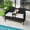 Lauko baldų komplektas Promotions Sodo dvivietė su integruotu staliuku, 126x62x84 cm, juoda, pilka