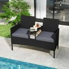 Promotions Sodo dvivietė sofa su integruotu staliuku, 126x62x84 cm, pilka