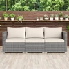 Promotions Lauko sofos komplektas 3 dalių modulinis PE rotangas 67x67x61,5 cm smėlio spalvos