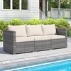 Promotions Lauko sofos komplektas 3 dalių modulinis PE rotangas 67x67x61,5 cm smėlio spalvos